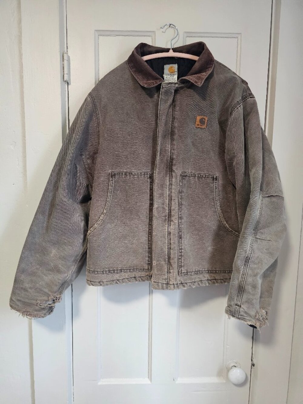 Carhartt Distressed Work Jacket | Faded Brown | Worn-In Vintage Style | Men’s